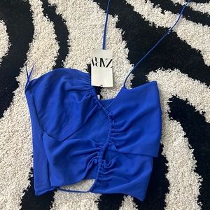 Zara Cobalt Blue Cut Out Crop Top